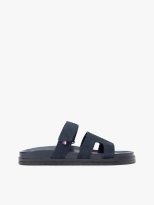 blue premium suede cutout sandals for men tommy hilfiger
