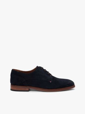 blue suede derby shoes for men tommy hilfiger