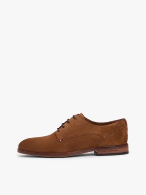 brown suede derby shoes for men tommy hilfiger