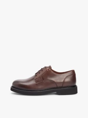 brown ultra lightweight leather derby shoes for men tommy hilfiger