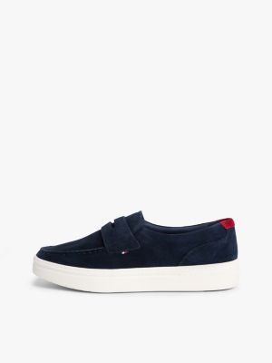 blauw lichtgewicht hybride loafer van suède voor heren - tommy hilfiger