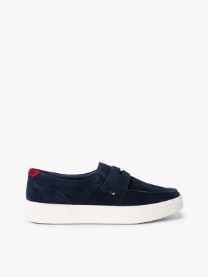 blue lichtgewicht hybride loafer van suède voor heren - tommy hilfiger
