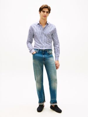 mocasines driver de ante con suela dentada azul de hombres tommy hilfiger