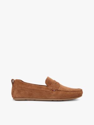 brown suede cleat driver shoes for men tommy hilfiger
