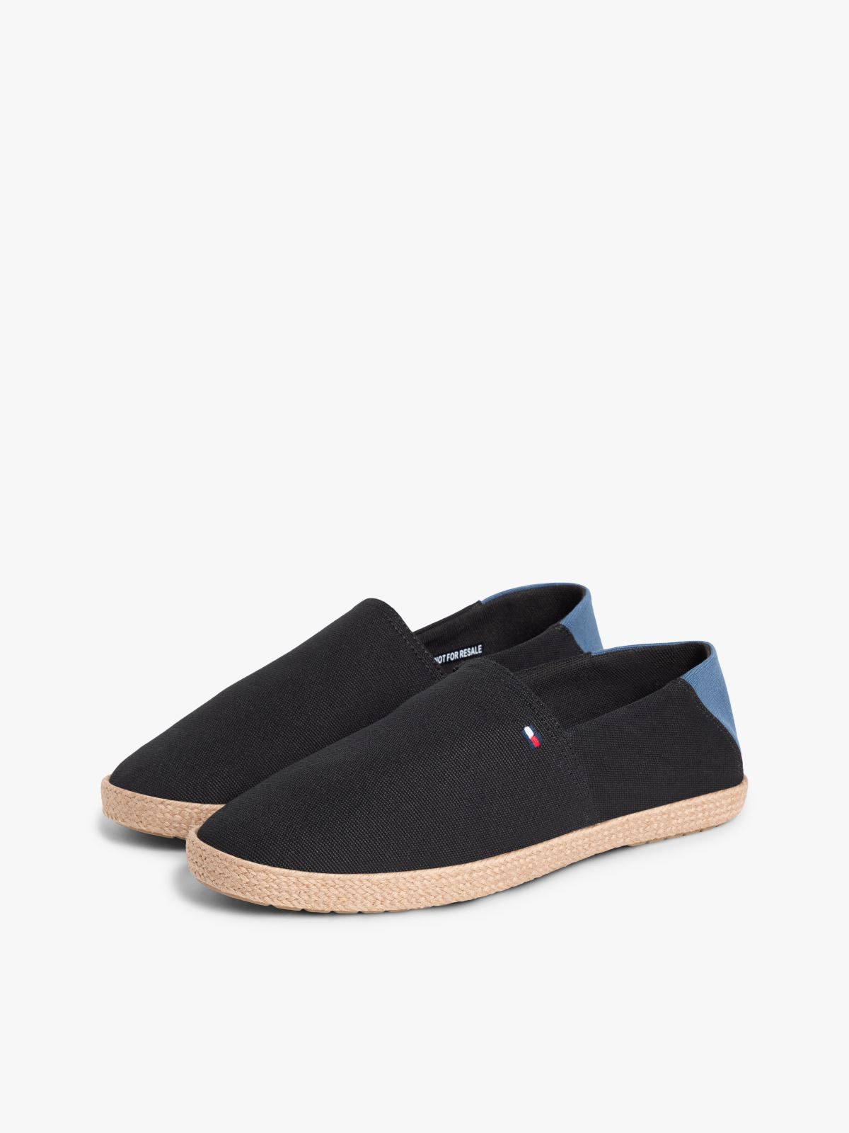 Flag Embroidery Canvas Espadrilles — Black