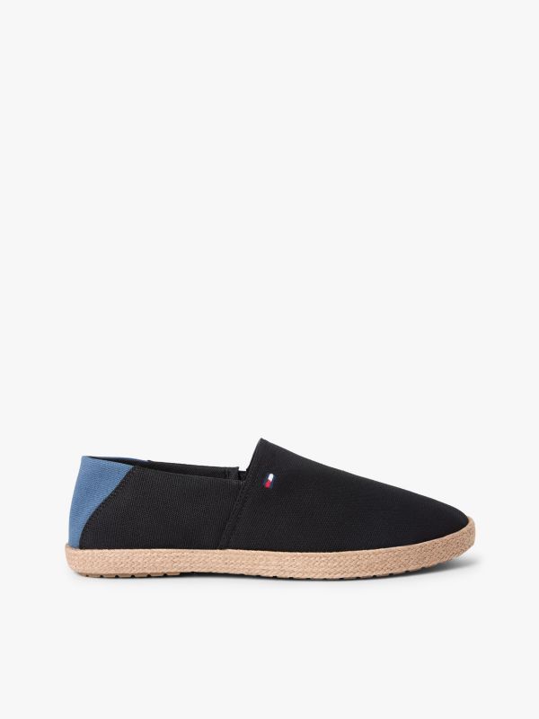 Flag Embroidery Canvas Espadrilles — Black