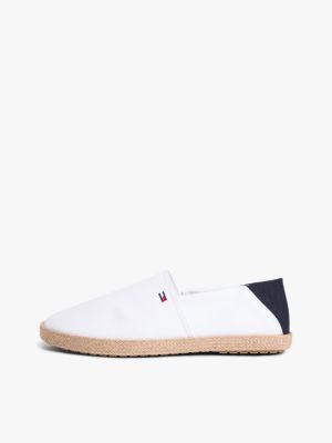 espadrilles en toile à drapeau brodé blanc pour hommes tommy hilfiger