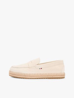 beige suède espadrille met flexibele zool voor heren - tommy hilfiger
