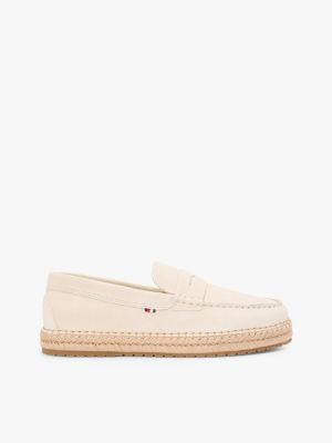 beige suède espadrille met flexibele zool voor heren - tommy hilfiger