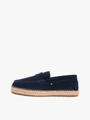 blauw suède espadrille met flexibele zool voor heren - tommy hilfiger