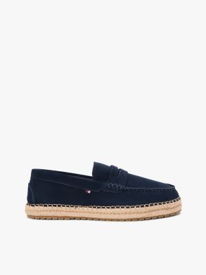 blue suède espadrille met flexibele zool voor heren - tommy hilfiger