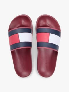 Flag Strap Pool Slides — Red 3