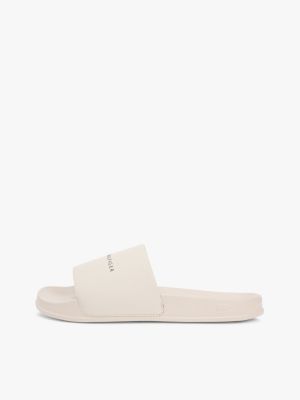 sandali da piscina con finitura in rilievo beige da uomini tommy hilfiger