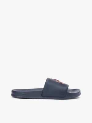 sandali da piscina con applique dello stemma blue da uomini tommy hilfiger