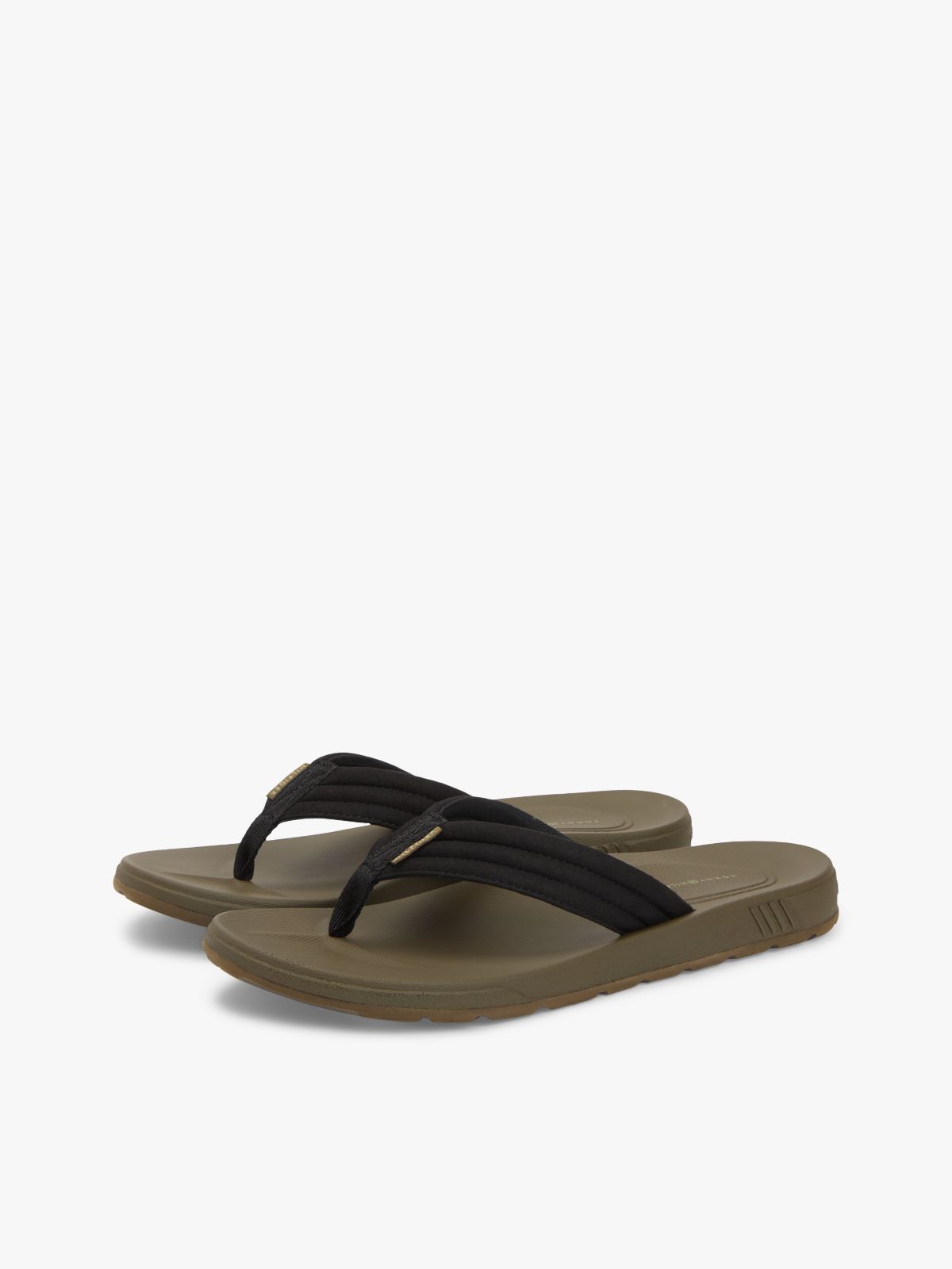 Padded Strap Contoured Footbed Flip-Flops — Black