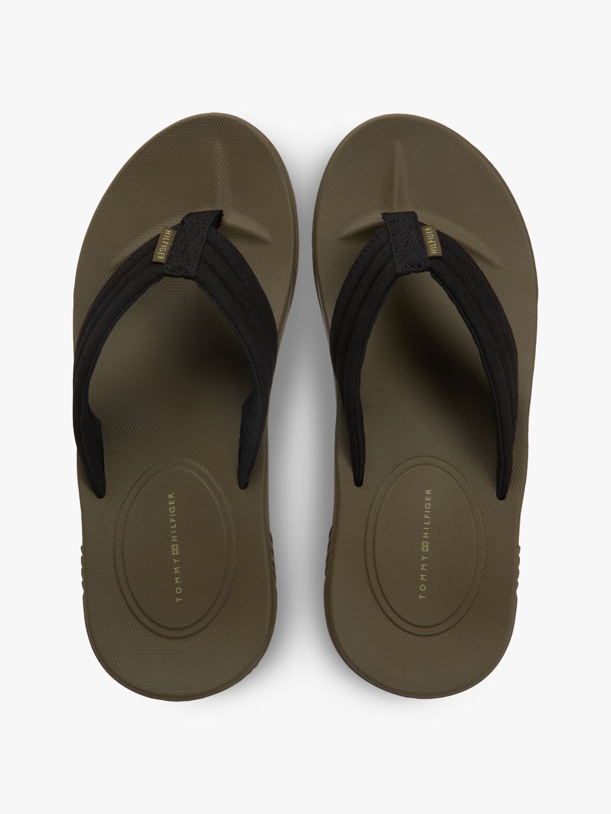 Padded Strap Contoured Footbed Flip-Flops — Black