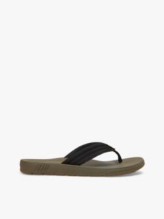 Padded Strap Contoured Footbed Flip-Flops — Black 1