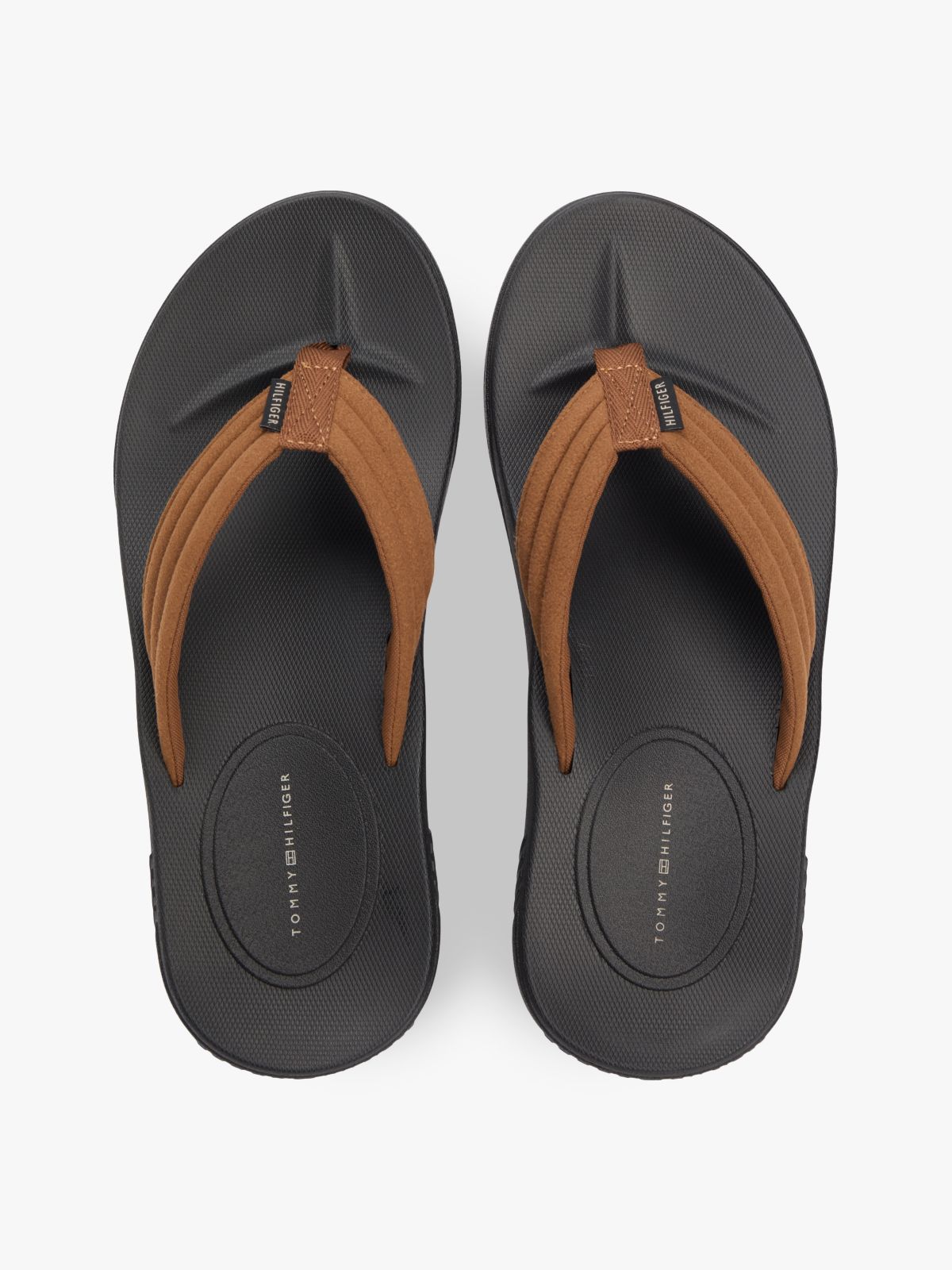 Padded Strap Contoured Footbed Flip-Flops — Brown