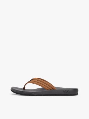 brown padded strap contoured footbed flip-flops for men tommy hilfiger