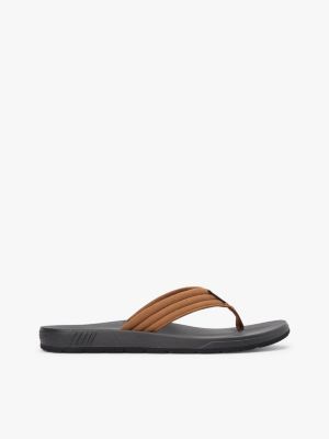 brown padded strap contoured footbed flip-flops for men tommy hilfiger