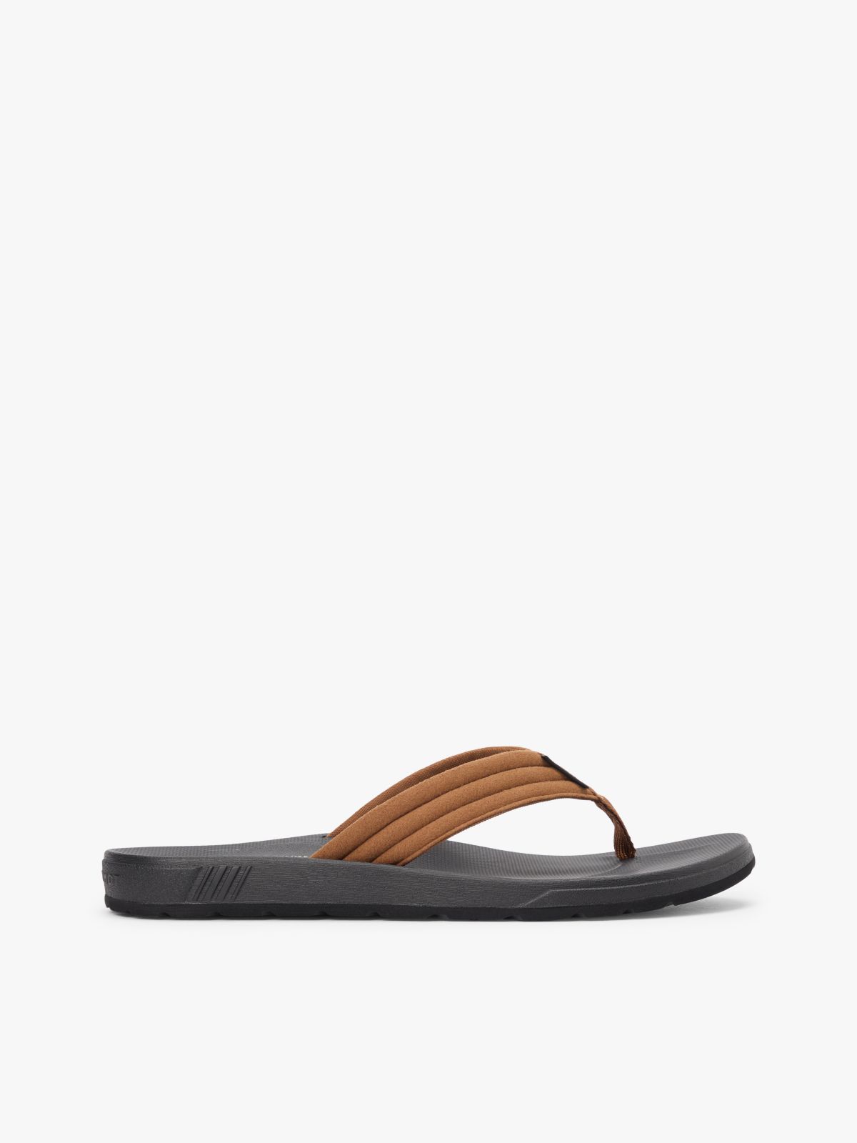Padded Strap Contoured Footbed Flip-Flops — Brown