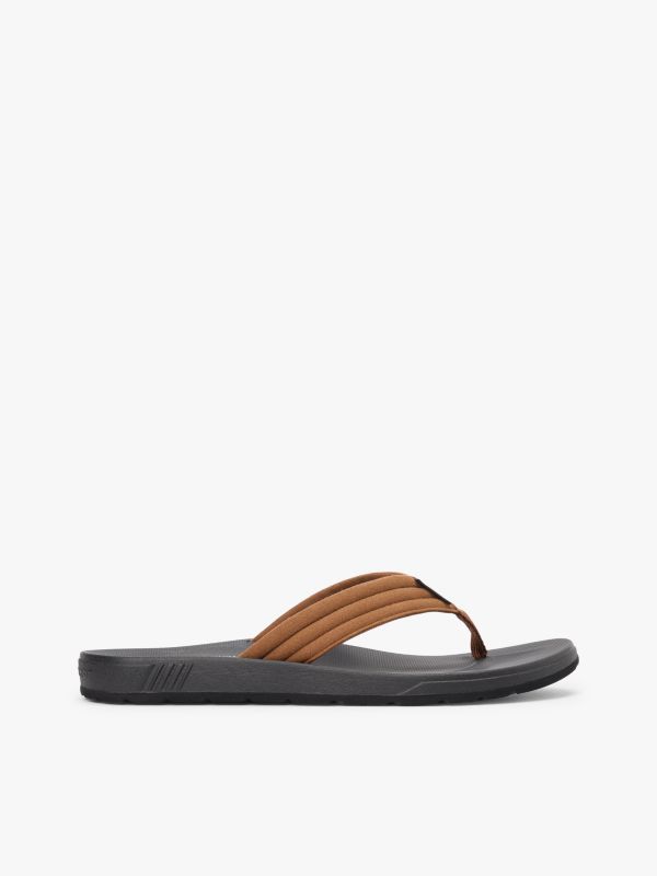 Padded Strap Contoured Footbed Flip-Flops — Brown