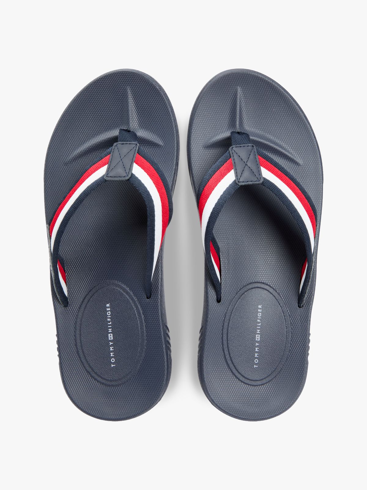 Contoured Footbed Signature Tape Flip-Flops — Blue
