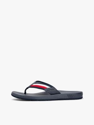 blue contoured footbed signature tape flip-flops for men tommy hilfiger