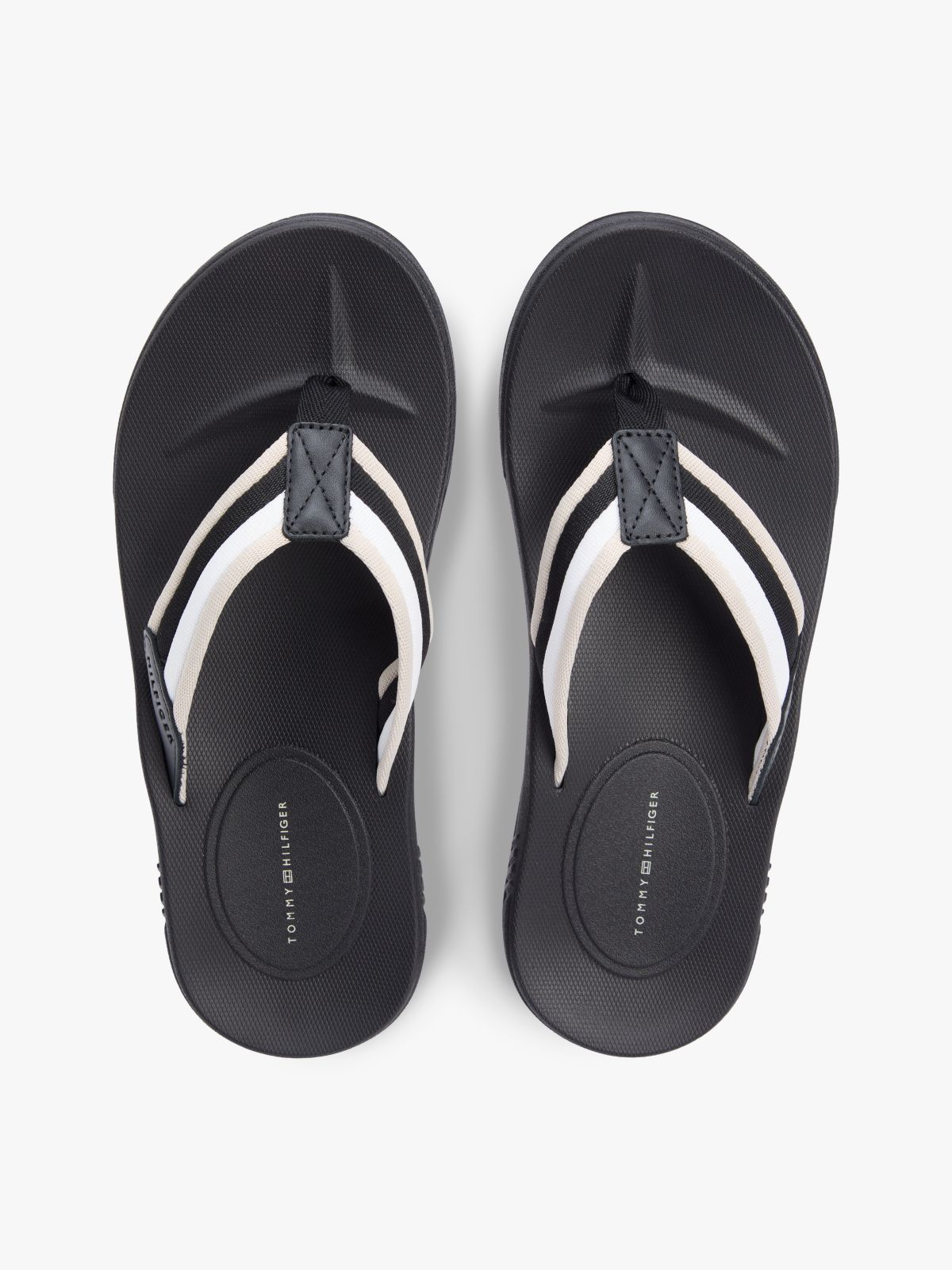 Contoured Footbed Signature Tape Flip-Flops — Black