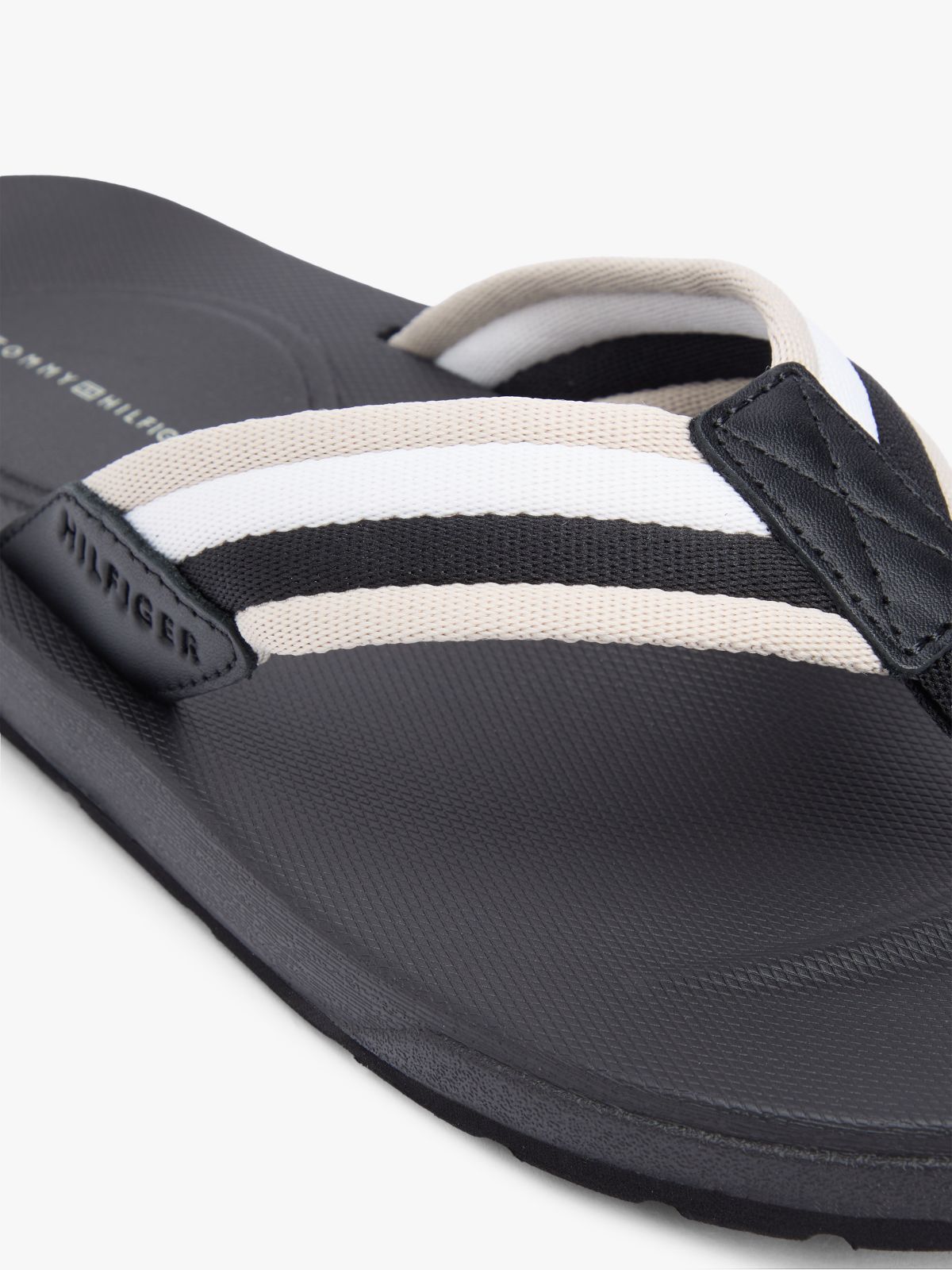 Contoured Footbed Signature Tape Flip-Flops — Black