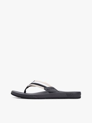 black contoured footbed signature tape flip-flops for men tommy hilfiger
