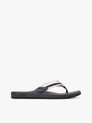 black contoured footbed signature tape flip-flops for men tommy hilfiger