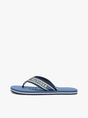 blue webbing strap logo flip-flops for men tommy hilfiger