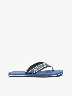 blue webbing strap logo flip-flops for men tommy hilfiger