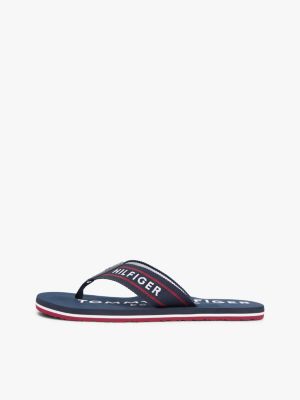 blue webbing strap logo flip-flops for men tommy hilfiger