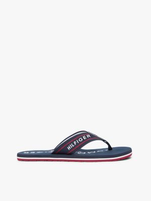 blue webbing strap logo flip-flops for men tommy hilfiger