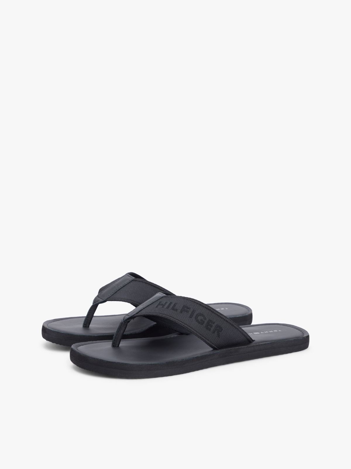 Jacquard Logo Flip-Flops — Black