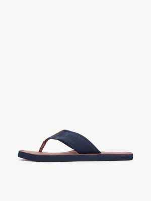 blue jacquard logo flip-flops for men tommy hilfiger