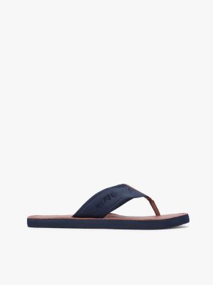 blue jacquard logo flip-flops for men tommy hilfiger