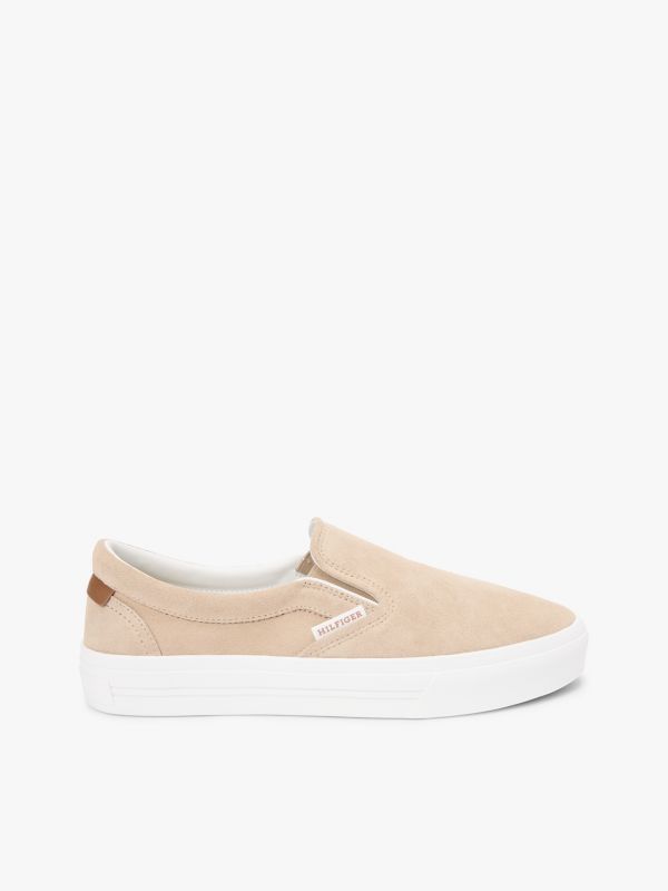 Suede Slip-on Cupsole Trainers — Khaki