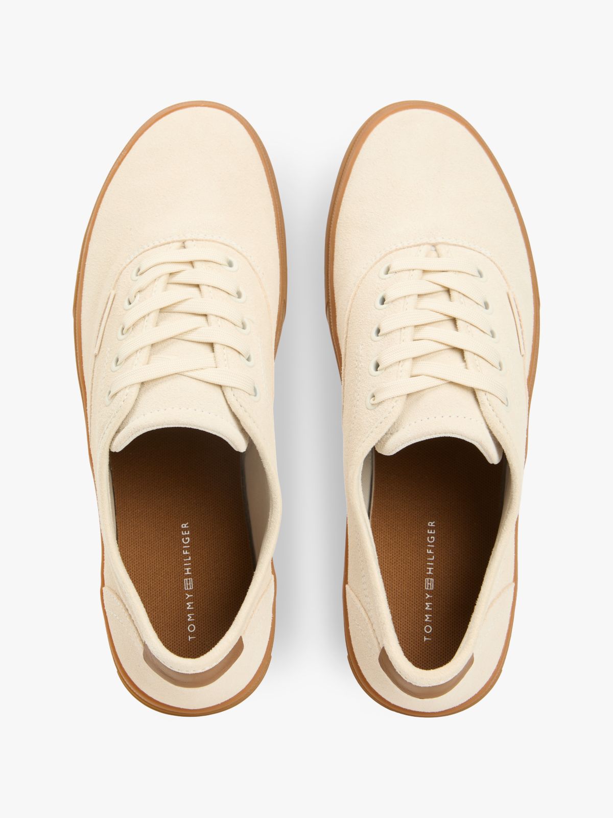 Suede Hilfiger Monotype Cupsole Trainers — Beige