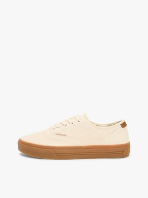 sneakers hilfiger monotype in camoscio beige da uomini tommy hilfiger