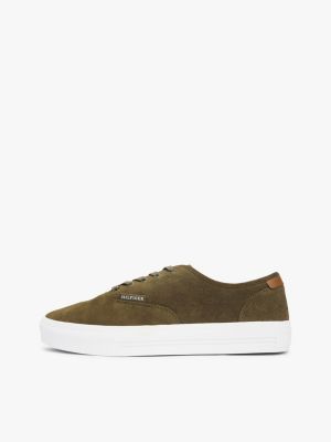 sneakers hilfiger monotype in camoscio verde da uomini tommy hilfiger