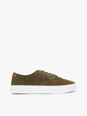 sneakers hilfiger monotype in camoscio green da uomini tommy hilfiger