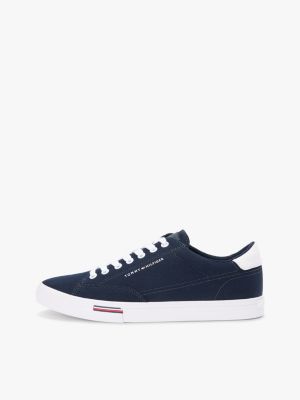 blau canvas-sneaker mit branding an zwischensohle für herren - tommy hilfiger