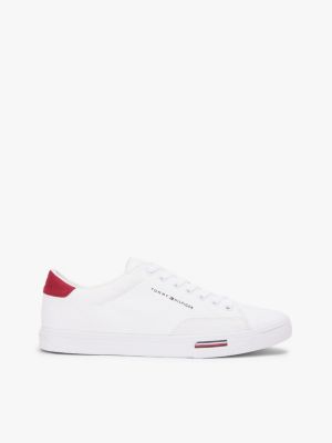 white canvas-sneaker mit branding an zwischensohle für herren - tommy hilfiger