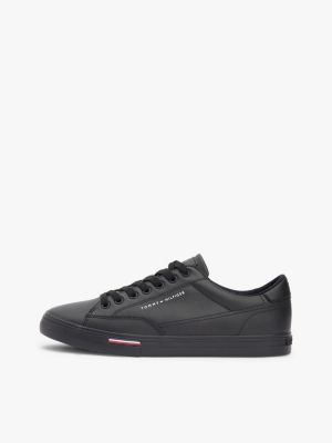 schwarz lace-up sneaker mit leder für herren - tommy hilfiger