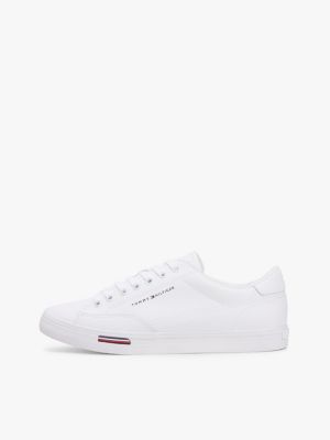 weiß lace-up sneaker mit leder für herren - tommy hilfiger