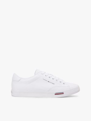 white lace-up sneaker mit leder für herren - tommy hilfiger
