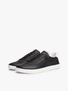 Luxe Metallic Logo Leather Trainers — Black 2